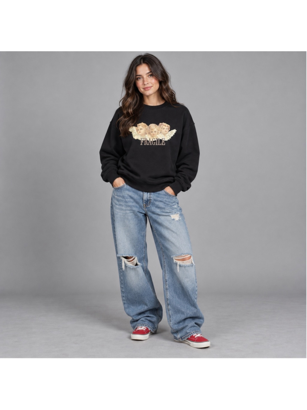 Minga London Fragile Cherub Graphic Sweatshirt Size Large